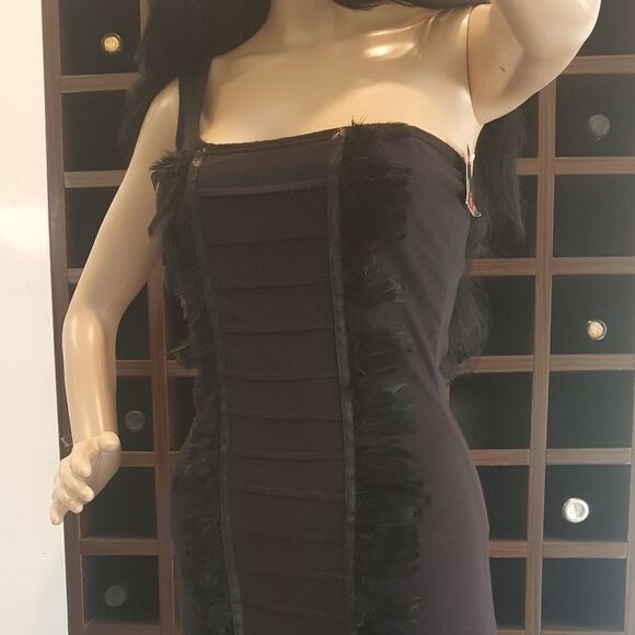 Women’s New One Shoulder Feather Mini Dress XS 4 - Picture 6 of 8